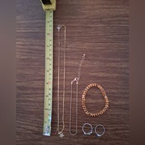 Elegant Goldtone and Silvertone Necklace, Anklet, Ring and Bracelet Set